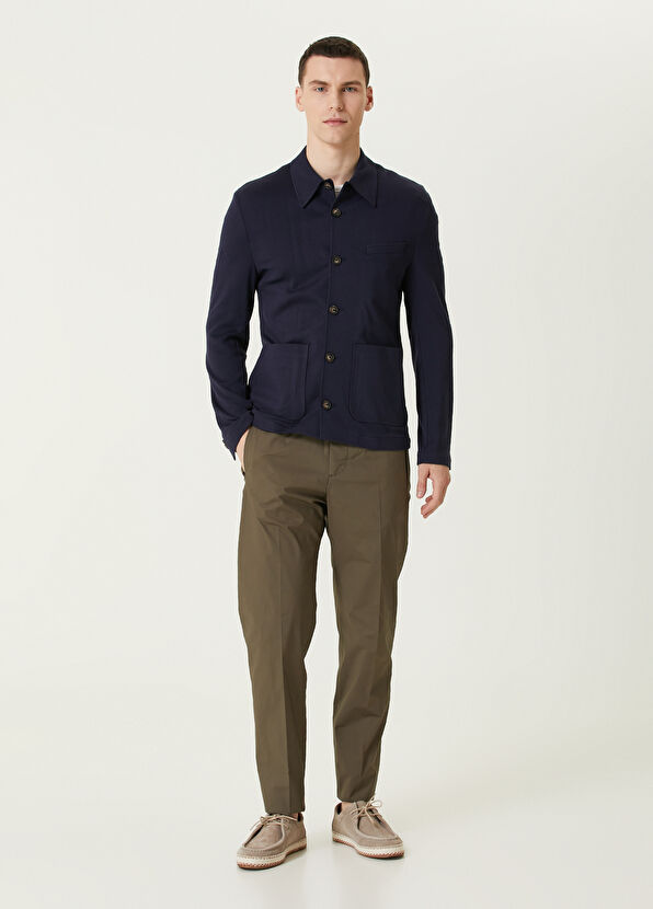 Pal Zileri Navy Blue Knit Jacket - 2