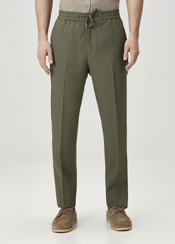 Maurizio Baldassari Haki Beli Kordonlu Pantolon - 2