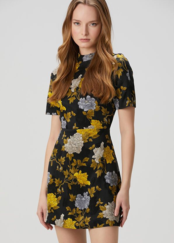 Beymen Club Black Patterned Mini Dress - 4