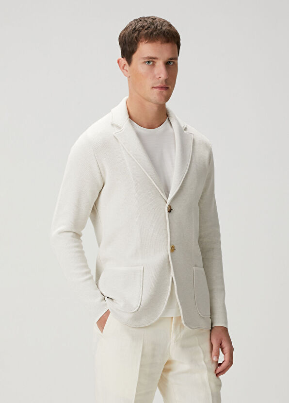Maurizio Baldassari Brera White Jacquard Knit Jacket - 3