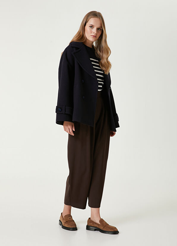 Beymen Club Lacivert Kruvaze Yün Kaban - 3