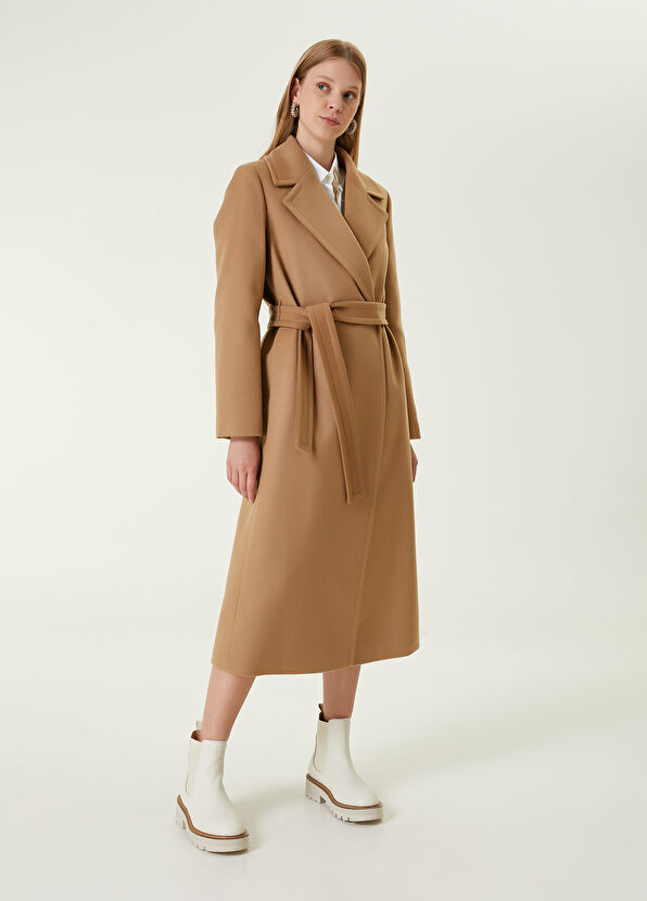 Beymen Club Camel Kruvaze Yün Kaşe Palto - 2