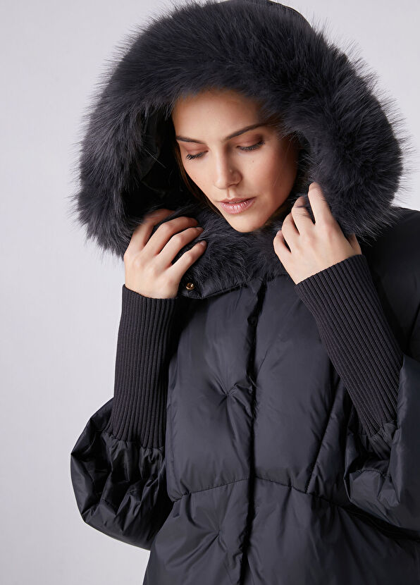Beymen Club Koyu Gri Kapüşonlu Puffer Mont - 2