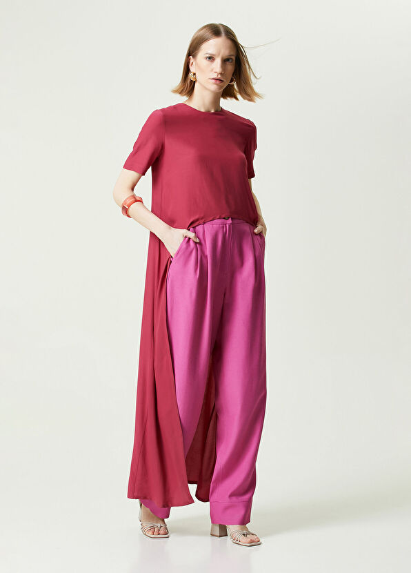 Network Regular Fit Fuşya Yüksek Bel Bol Paça Pantolon - 1