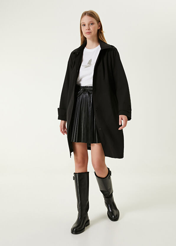 Beymen Club Siyah Pileli Mini Suni Deri Etek - 1