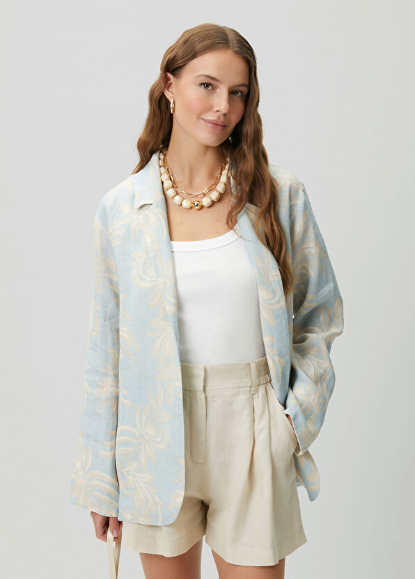 Beymen Club Mint Floral Keten Ceket - 1