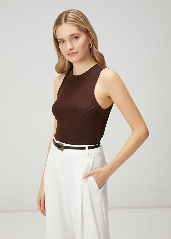 Beymen Club Kahverengi Floş Basic Triko Atlet - 1