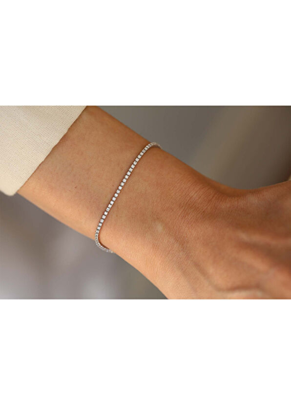 Reis Kuyumculuk Su Yolu 14 Ayar Kadın Rose Altın Pırlanta Bileklik - 2