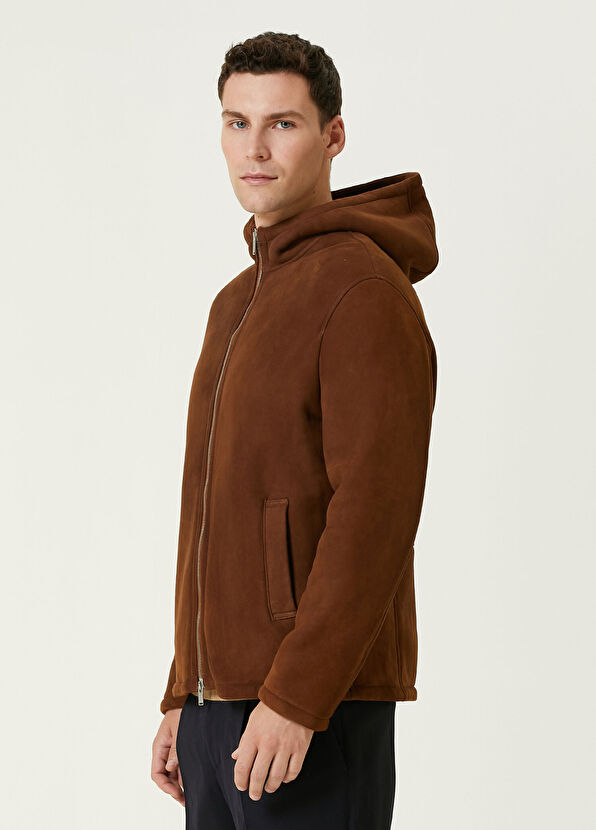 Lardini Taba Kapüşonlu Deri Mont - 3