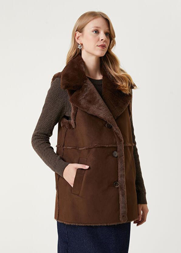 Beymen Club Kahverengi İçi Suni Kürklü Yelek - 4