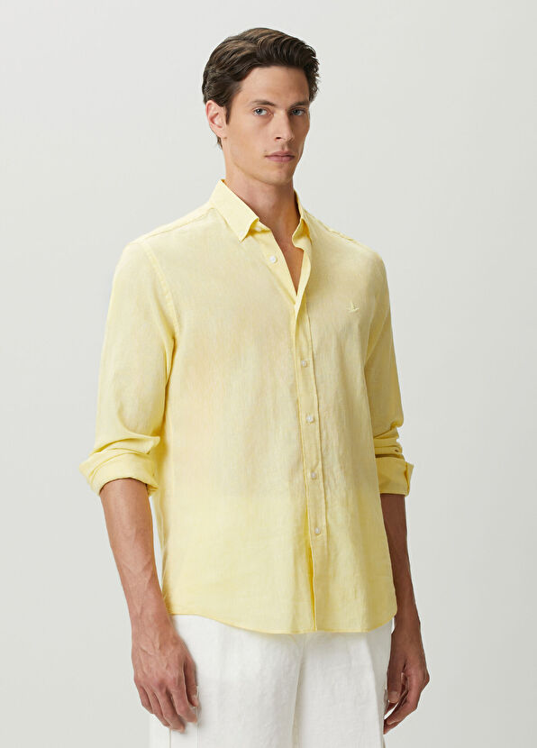 Beymen Club Comfort Fit Yellow Linen Shirt - 2