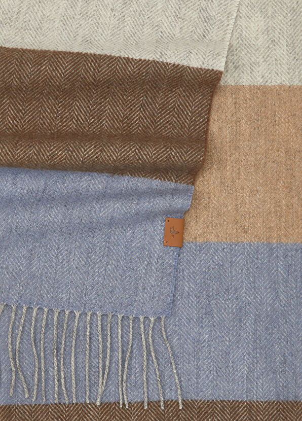 Beymen Club Beige Herringbone Patterned Men's Wool Scarf - 2