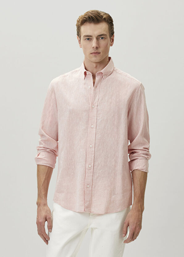 Beymen Club Comfort Fit Somon Keten Gömlek - 2