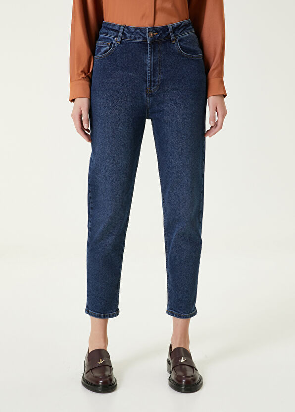 Beymen Club Slim Mom Fit Koyu Mavi Jean Pantolon - 2