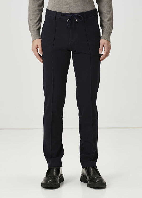Beymen Club Navy Blue Waist Corded Knitted Sports Pants - 2