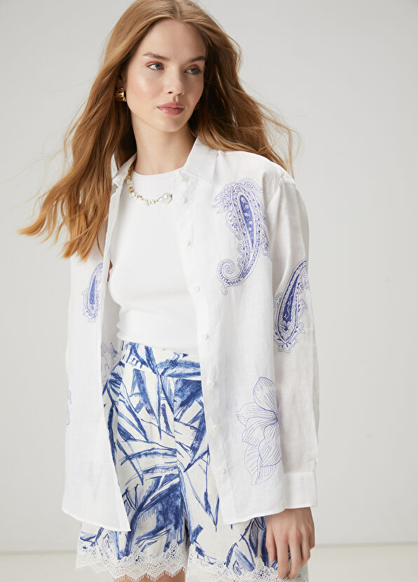 Beymen Club Santorini Printed Linen Shorts - 2