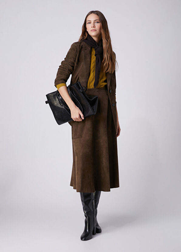 Beymen Club Dark Khaki Classic Suede Jacket - 3