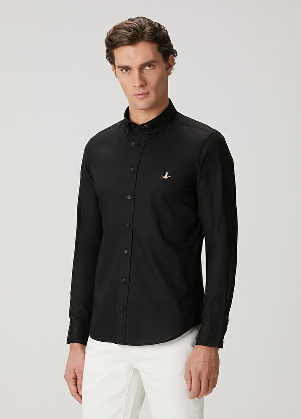 Beymen Club Slim Fit Siyah Oxford Gömlek - 4