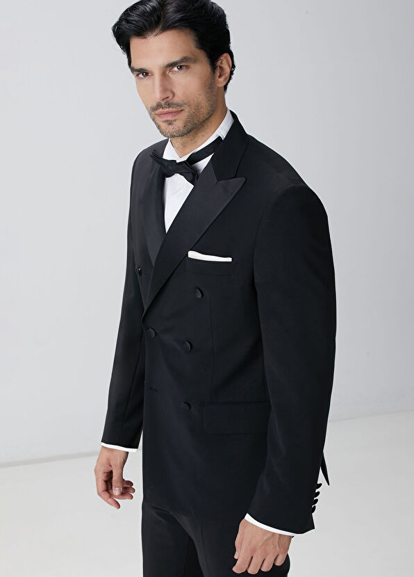 Network Siyah Yün Karışımlı Smokin Takım Elbise - 2