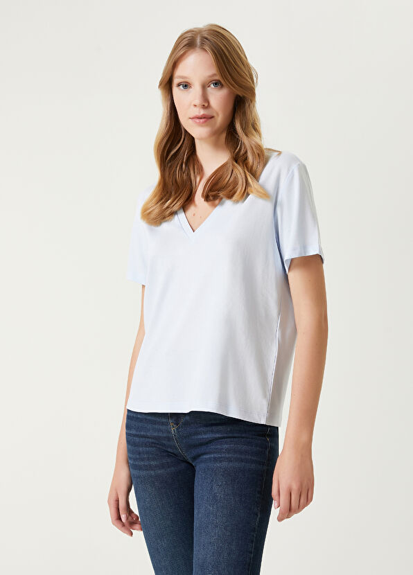 Beymen Club Light Blue Basic T-Shirt - 1