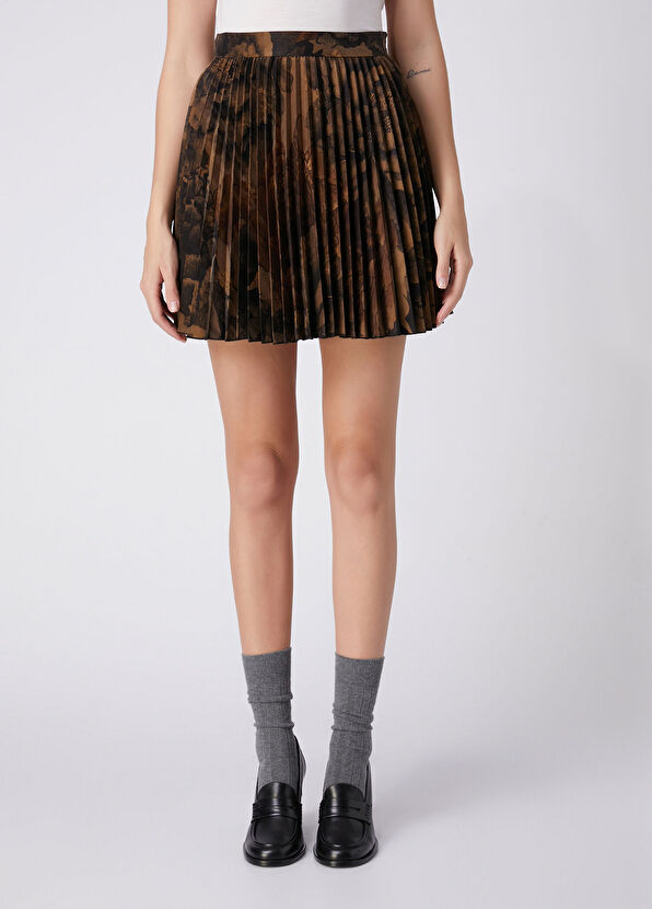 Beymen Club Camel Japanese Pattern Pleated Mini Skirt - 2