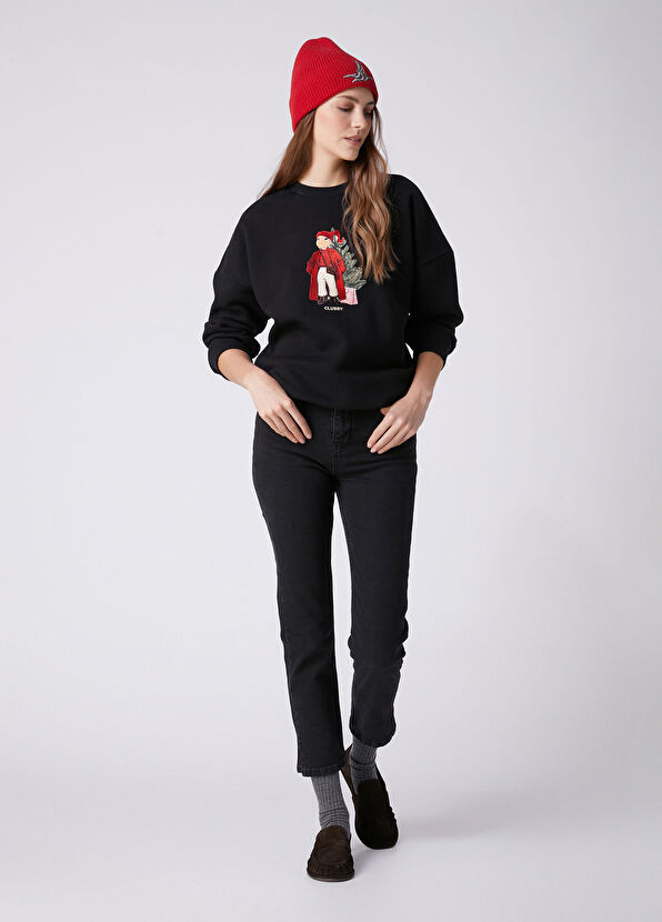 Beymen Club Clubby Oversize Black Christmas Sweatshirt - 3