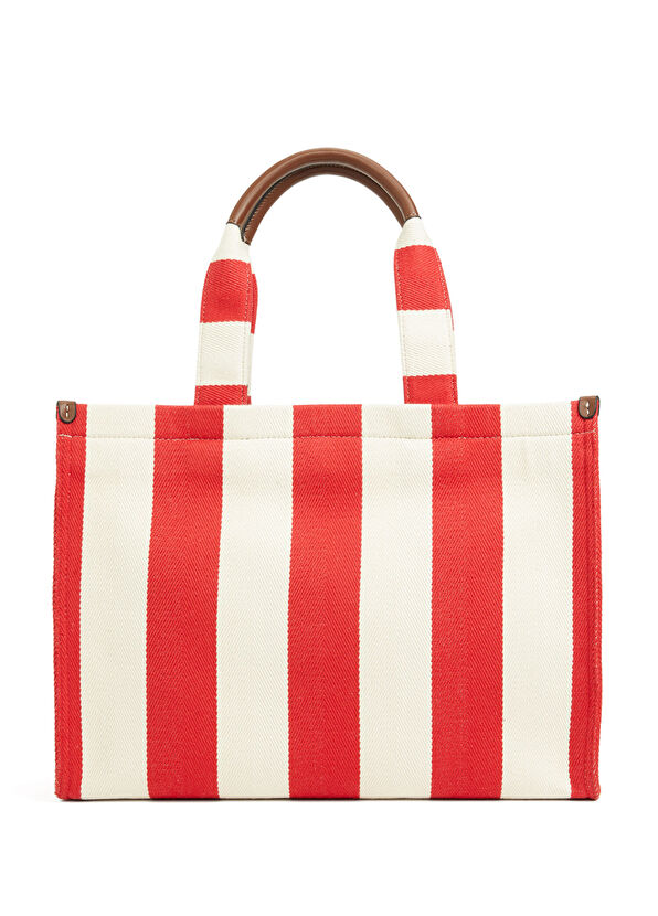 Beymen Club Red Striped Women's Canvas Beach Bag - 3