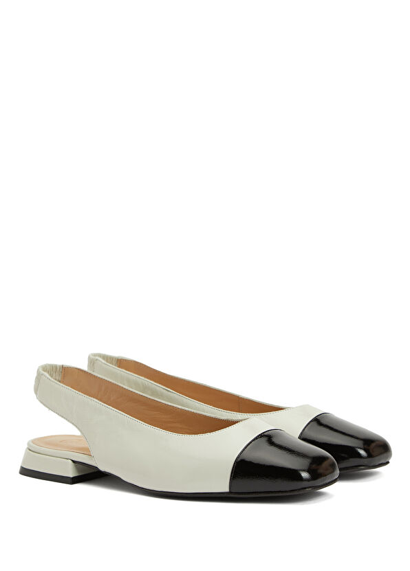 Beymen Club Ekru Siyah Deri Babet - 2