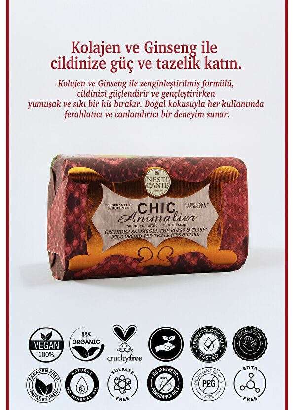 Nesti Dante Chic Animalier Red Wild Orchid Scented Antioxidant Collagen Vegan Care Soap 250 g - 2