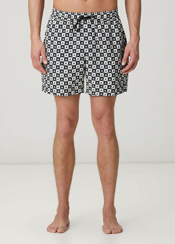 Beymen Club Siyah Beyaz Yelken Dama Desenli Uzun Mayo - 2