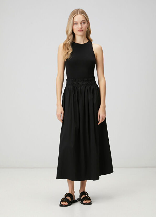 Beymen Club Black Elasticated Waist Midi Skirt - 2