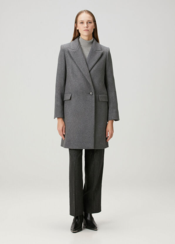 Gri Yün Palto - Görsel 3