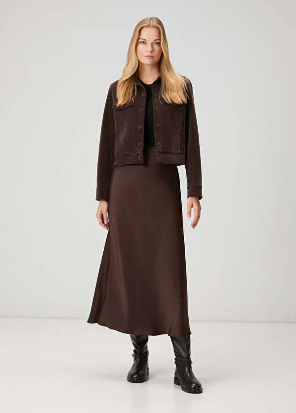 Beymen Club Brown Long Satin Evaze Skirt - 1