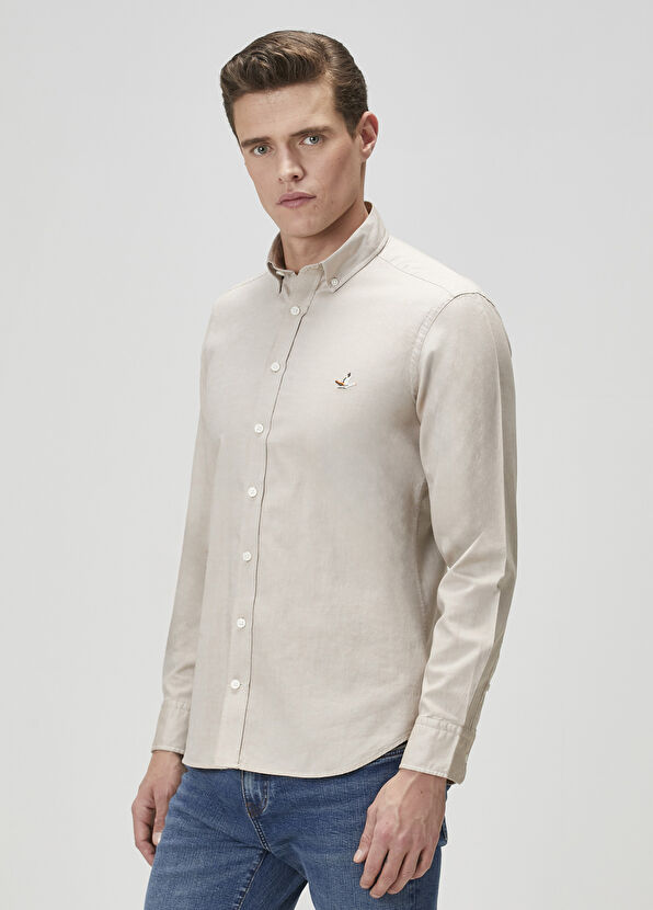 Beymen Club Slim Fit Vizon Oxford Gömlek - 4