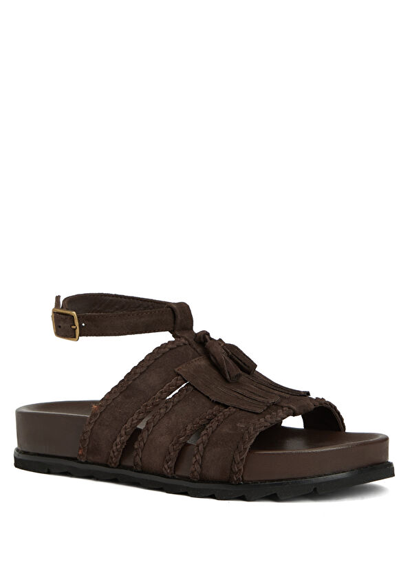 Beymen Club Brown Tassel Detail Women's Leather Sandals - 2