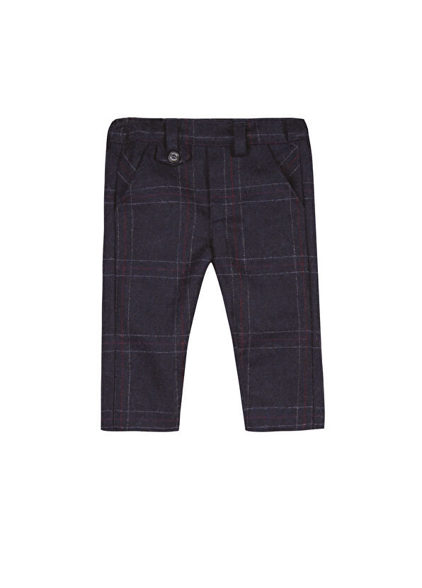 Tartine Et Chocolat Navy Blue Wool Checkered Boys' Trousers - 1