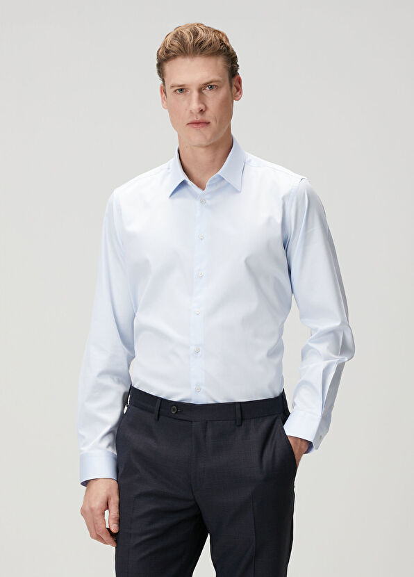 Custom Fit Mavi Gömlek - Görsel 3