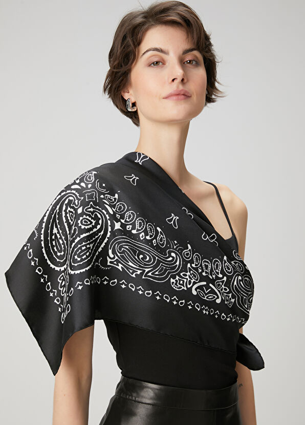 Beymen Club Black Silk Scarf - 1