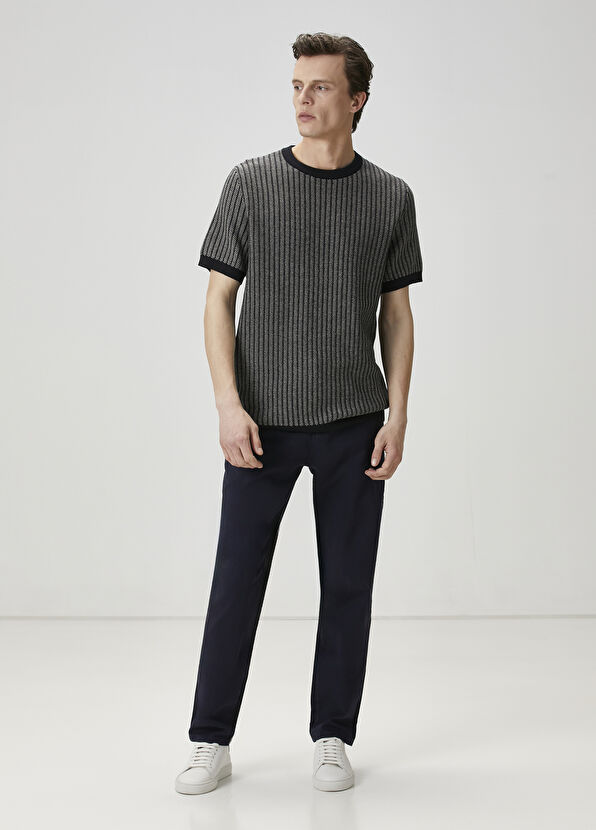 Beymen Club Lacivert Örgü Dokulu Kısa Kollu Kazak - 3