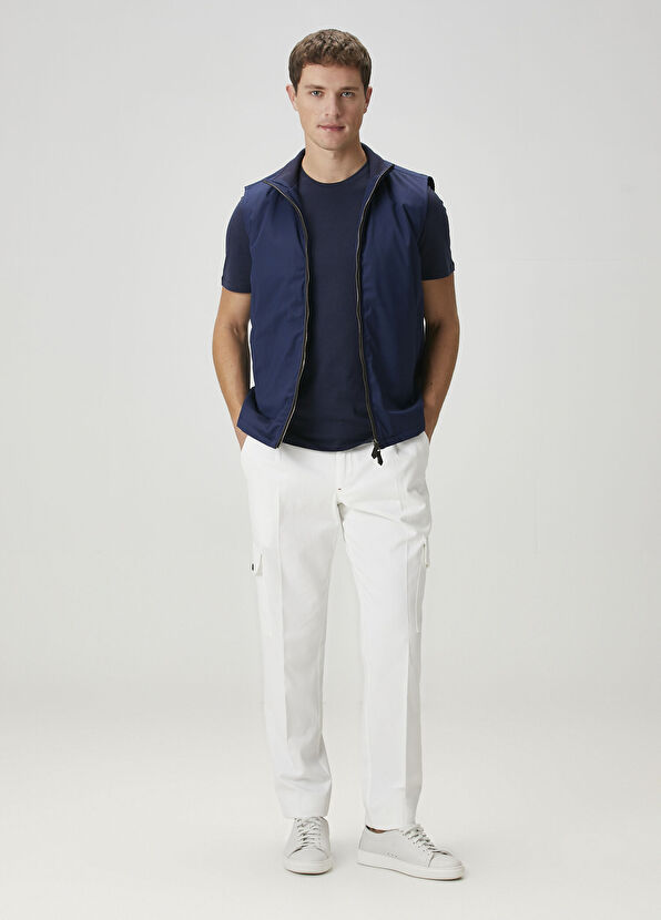 Isaia Lacivert İpek T-shirt - 2