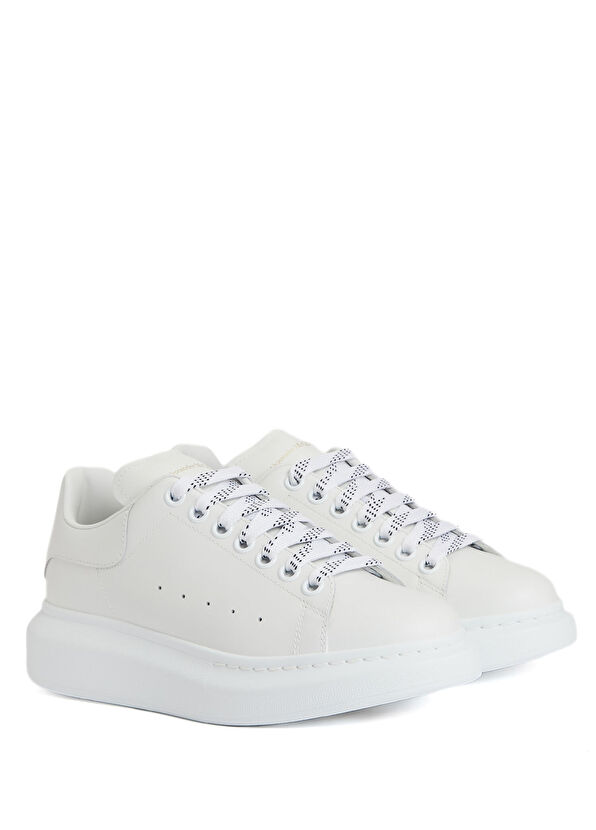 Oversized Beyaz Kadın Deri Sneaker - Görsel 4