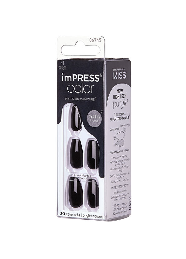 Impress Color Siyah Kendinden Yapışkanlı Uzun Takma Tırnak  - 3