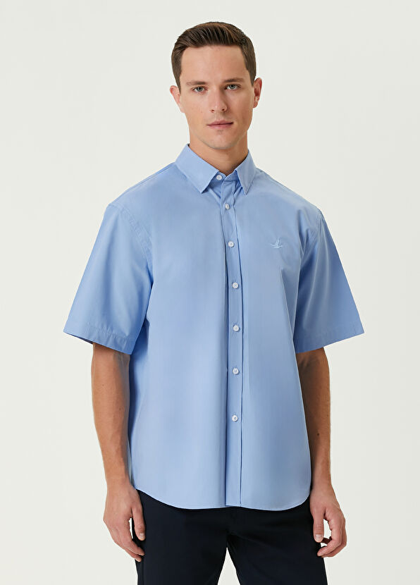 Beymen Club Koyu Mavi Kısa Kollu Poplin Gömlek - 1