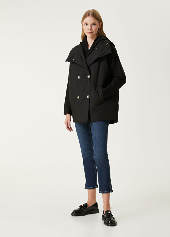 Beymen Club Black Quilted Double-Breasted Vest - 3