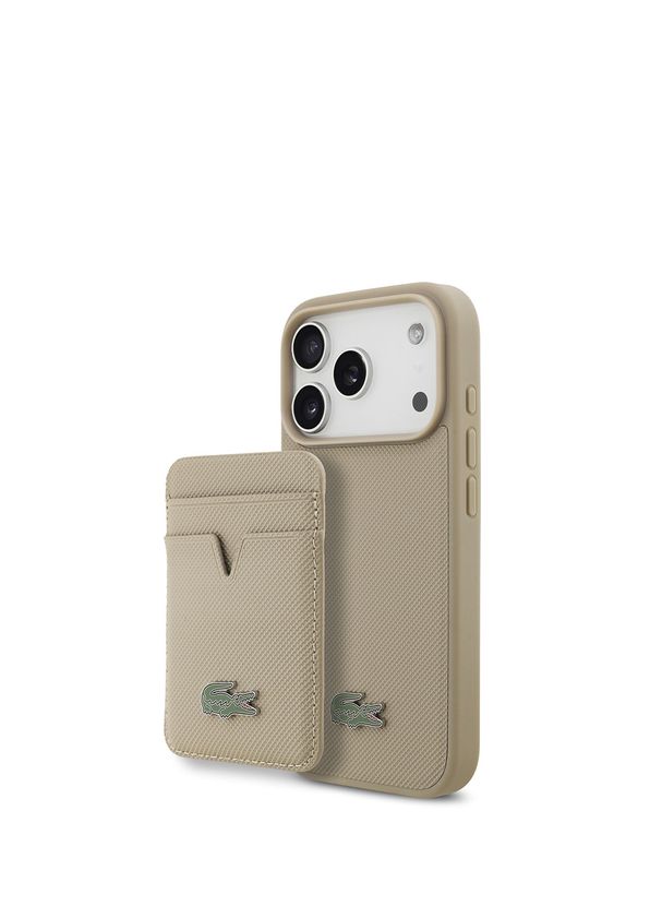 Lacoste iPhone 17 Pro Pike Desenli Metal Logolu Kartlıklı Magsafe Uyumlu Telefon Kılıfı - 2