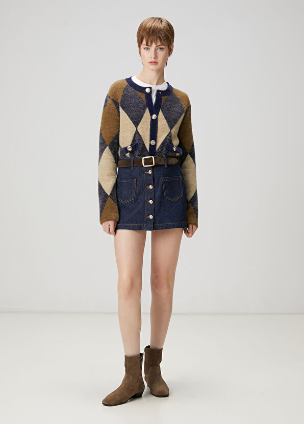 Beymen Club Navy Blue Khaki Patterned Cardigan - 2