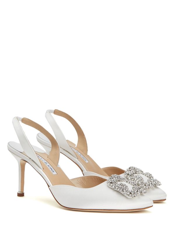 Manolo Blahnik Hangisi Cream Heels - 2