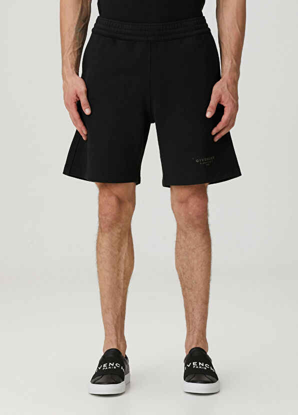 Givenchy Regular Fit Siyah Logo Baskılı Bermuda - 2
