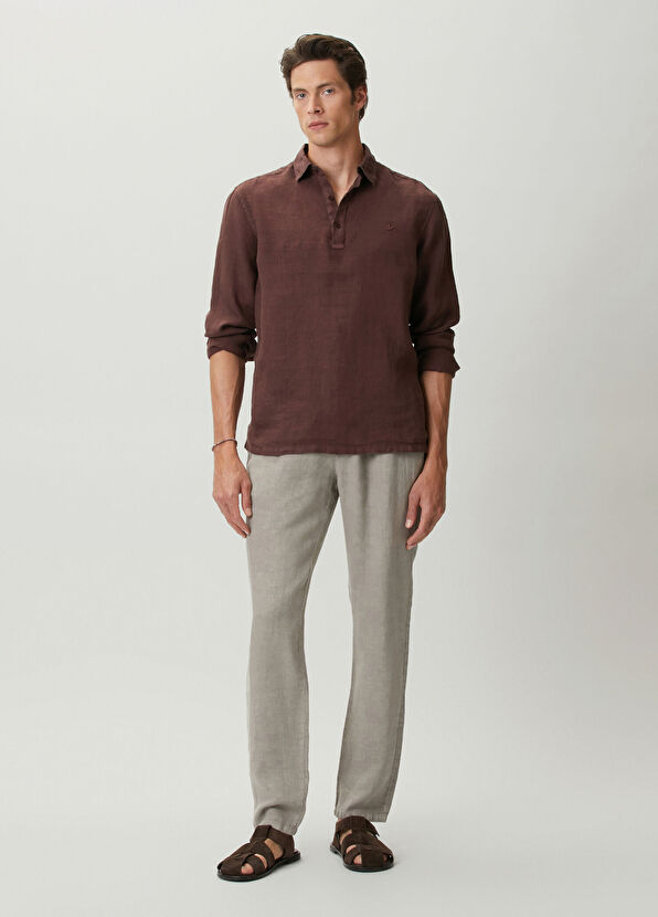 Beymen Club Grey Pleated Linen Trousers - 1