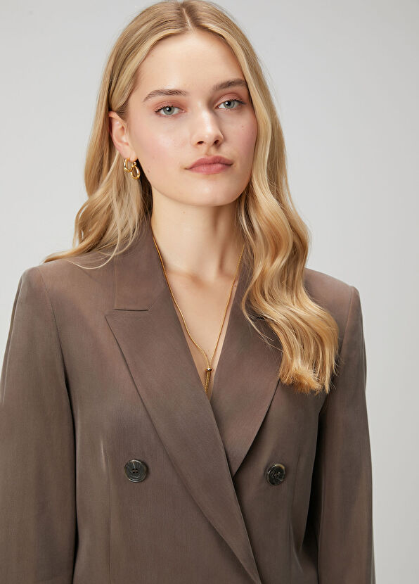 Beymen Club Kahverengi Kruvaze Cupro Blazer - 2